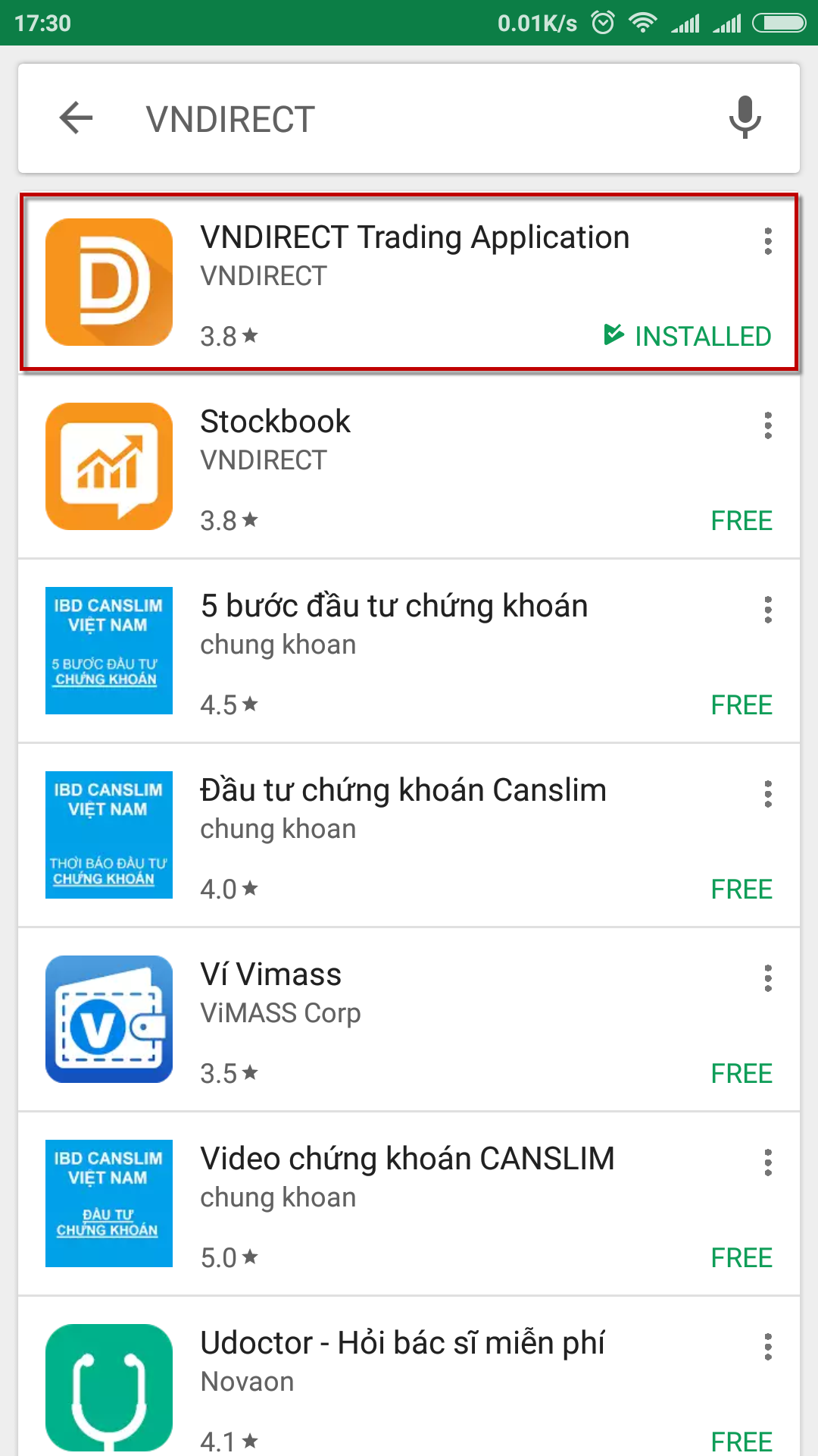 VNDIRECT app in Play Store